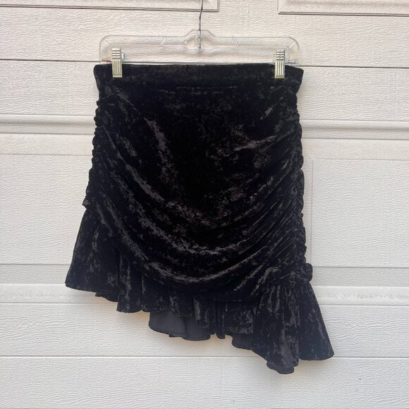 Zara Velvet Ruffle Asymmetrical High Waist Mini Skirt -Holiday, Party, Date - Picture 2 of 5